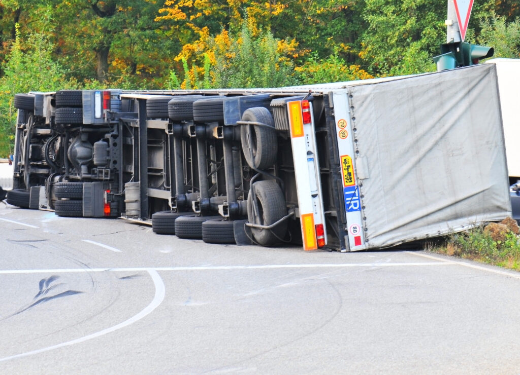 Sustaining Spinal Cord Injuries in a Truck Accident - overturned truck