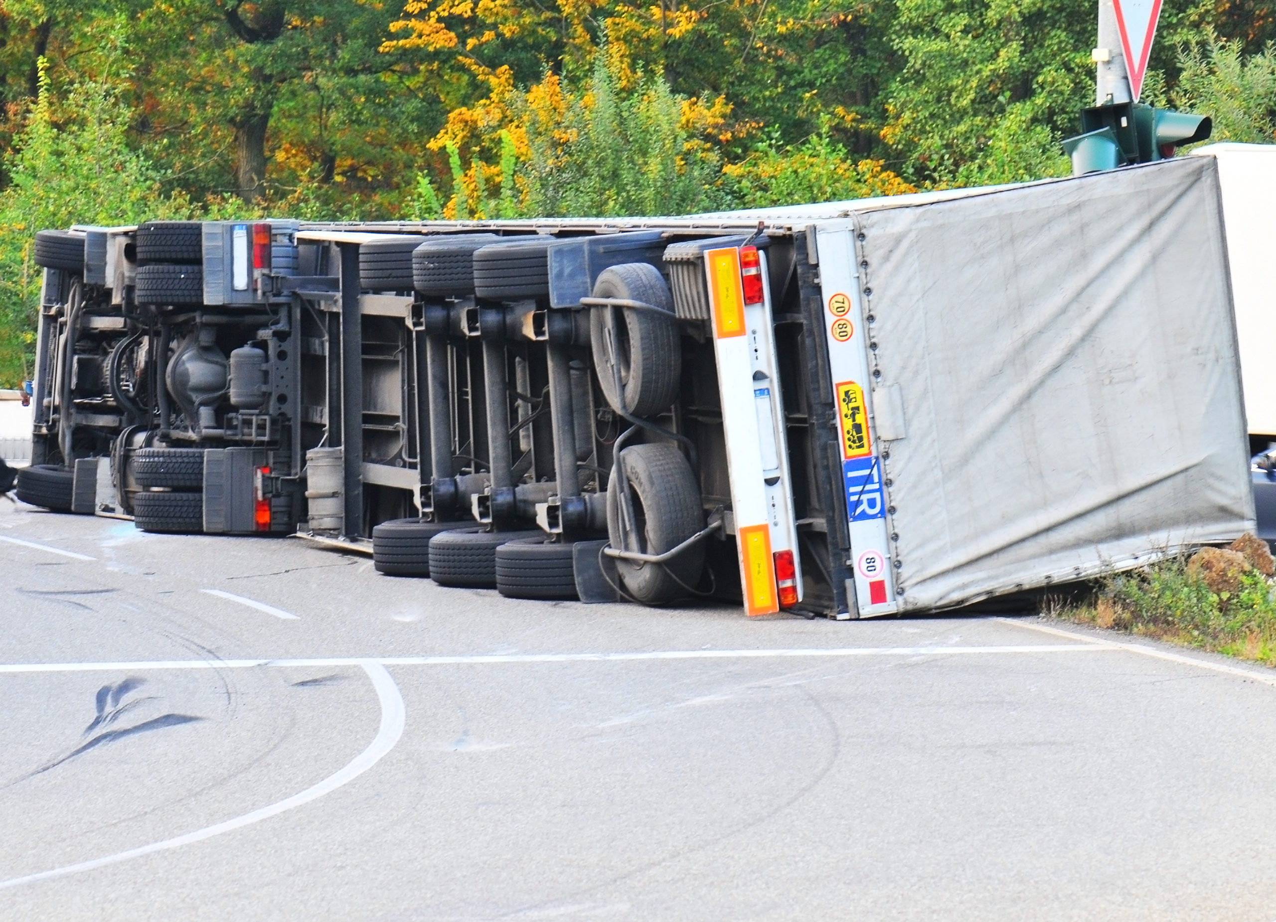 Sustaining Spinal Cord Injuries in a Truck Accident - overturned truck