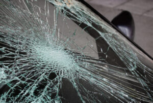 Cracked windshield before calling a Rideshare Accident Lawyer Watkinsville GA