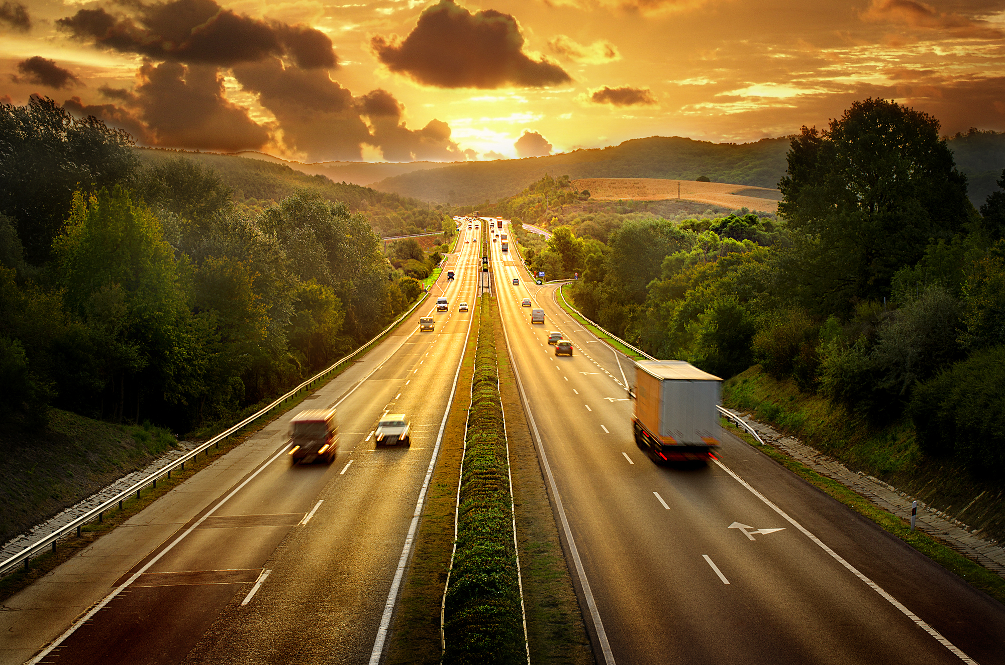 Car Accident Lawyer Winder, GA - Highway aerial view sunset