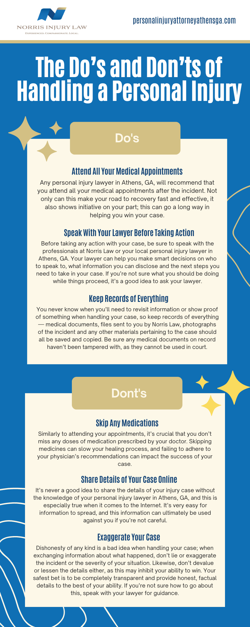 The Do's and Don'ts of Handing a Personal Injury Infographic